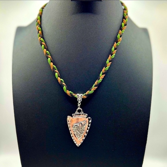 Ashley Tree Jewelry Other - Handmade Braided Suede Wolf Arrowhead Pendant Necklace!